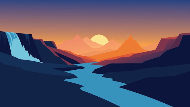 Ilustración vectorial plana de paisajes de verano coloridos