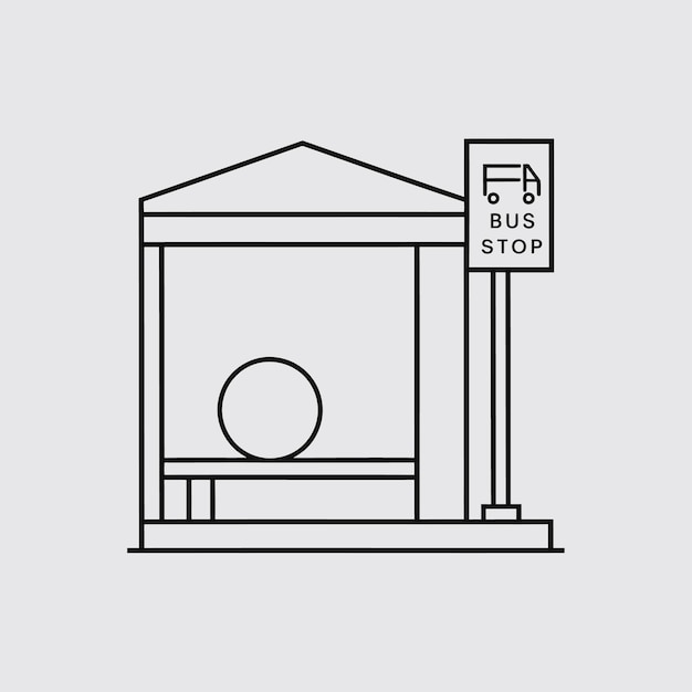 Una ilustración vectorial plana de una parada de autobús aislada en el fondo