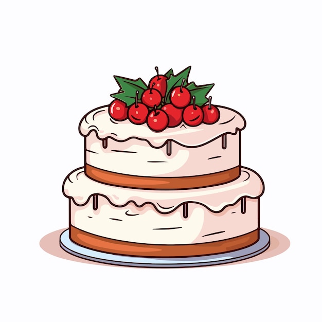 ilustración vectorial plana del pastel de año nuevo dibujo manual del pastel de año nuevo ilustración vectorial aislada