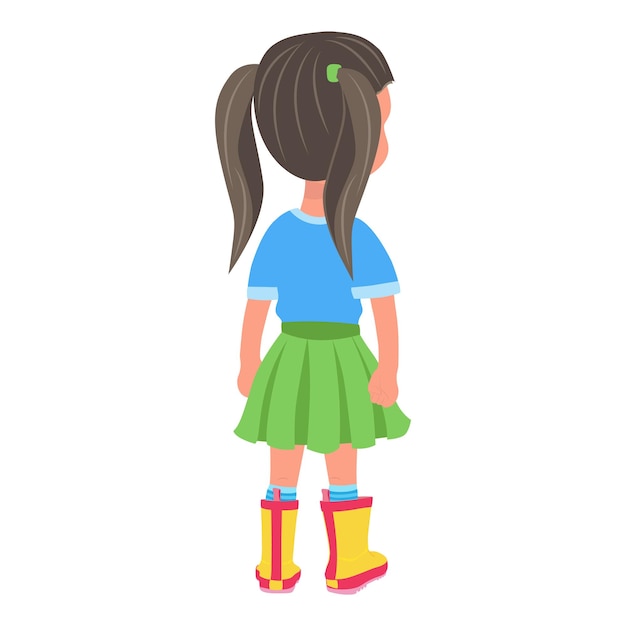 Ilustración vectorial plana de personaje de dibujos animados de niña para animación varias vistas poses y