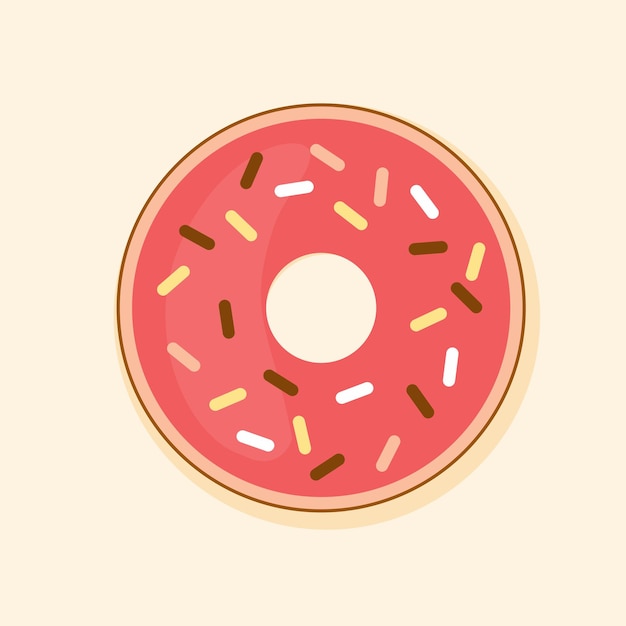 Ilustración vectorial plana de rosquillas rosadas de fresa.