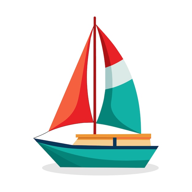 Ilustración vectorial plana de saiboat en fondo blanco