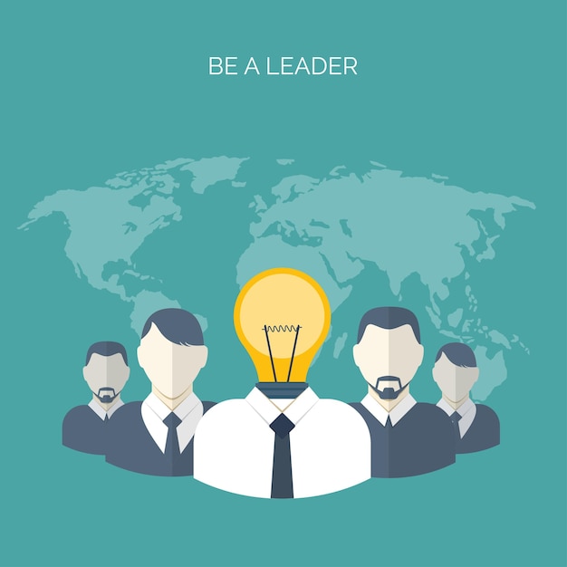 Ilustración vectorial plana ser un líder ideas que generan creatividad y trabajo en equipo