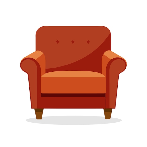 Ilustración vectorial plana de la silla de brazo sobre un fondo blanco