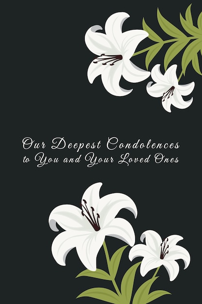 Ilustración vectorial plana de la tarjeta de condolencias