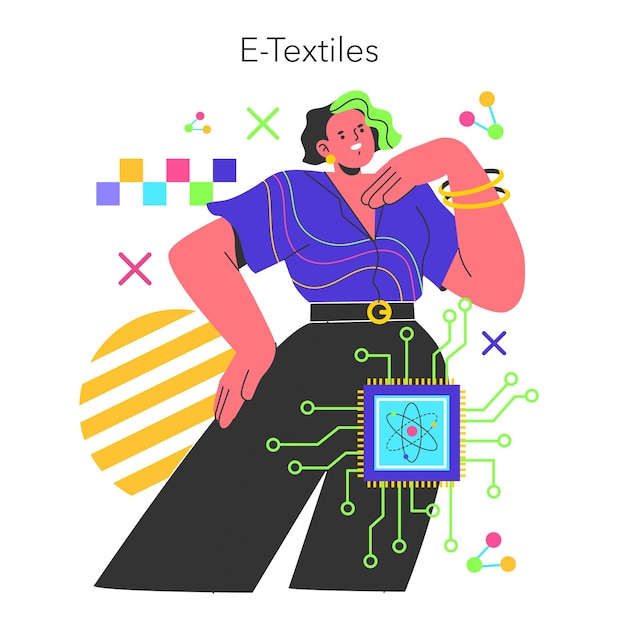 Ilustración vectorial plana de la tecnología de la moda