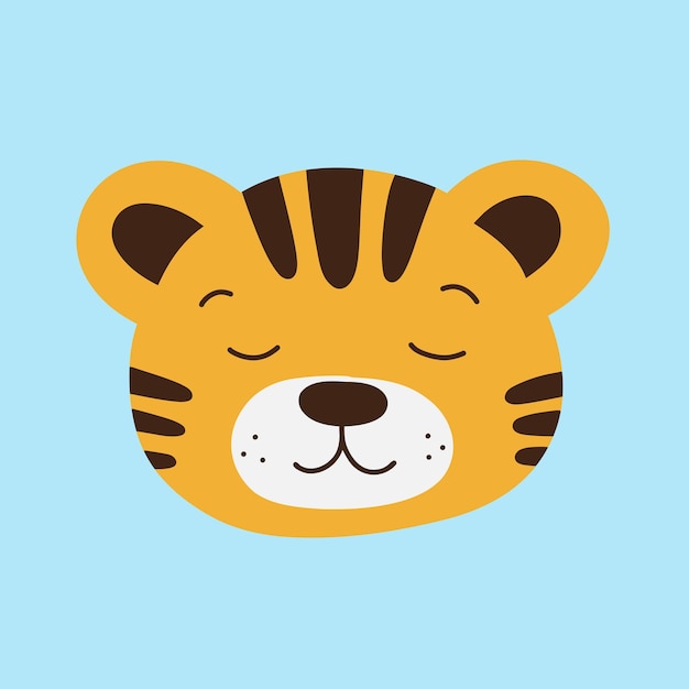 Ilustración vectorial plana de tigre lindo con fondo pastel