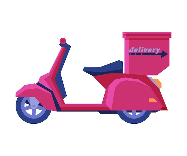 Ilustración vectorial plana del vehículo de servicio de entrega expreso de scooter de entrega