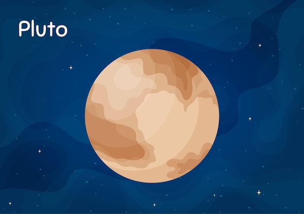 Ilustración vectorial del planeta espacial cómico Plutón Concepto de arte de objetos celestes con enano aislado