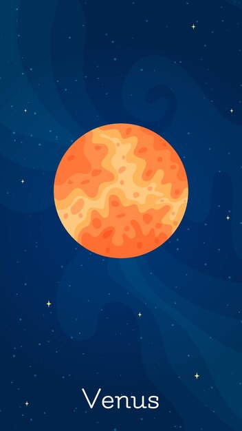 Ilustración vectorial del planeta espacial de dibujos animados Venus Concepto de arte de objetos celestes con planeta aislado