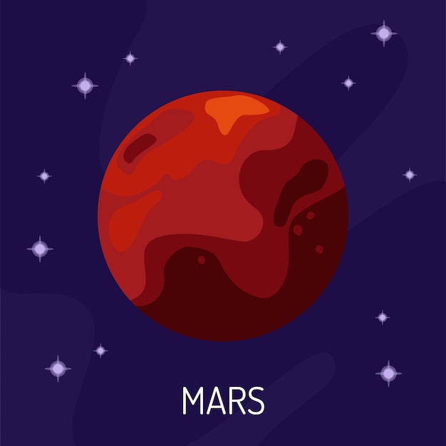 Ilustración vectorial del planeta Marte en el espacio Un planeta en un fondo oscuro con estrellas