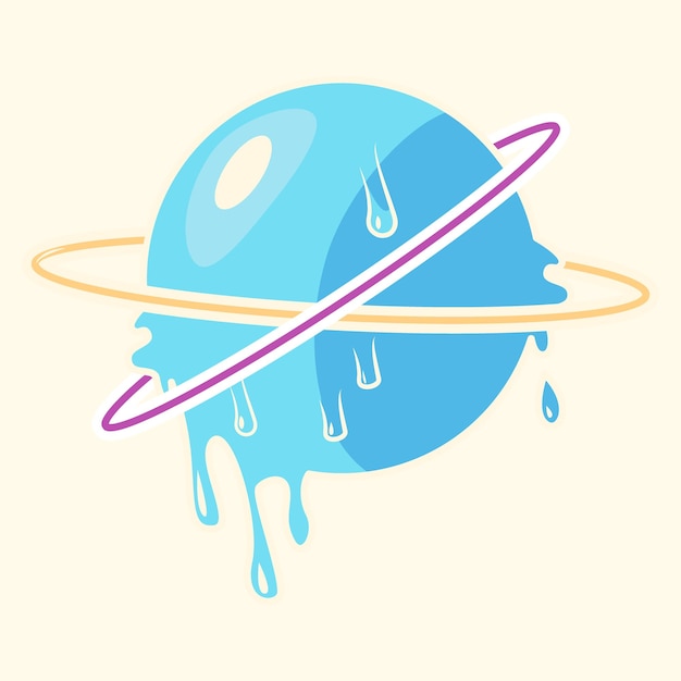 Ilustración vectorial del planeta Saturno en estilo cósmico retro elemento de logotipo aislado