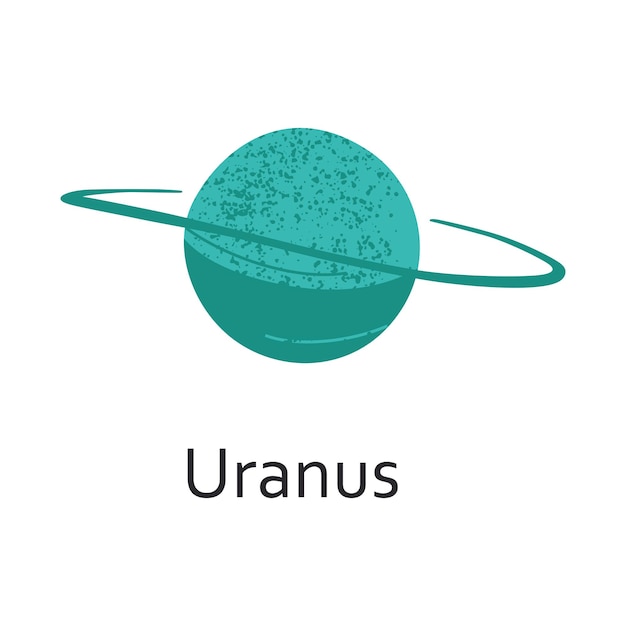 Ilustración vectorial del planeta Urano dibujo plano de estilo dibujos animados para temas espaciales y astrológicos astrología