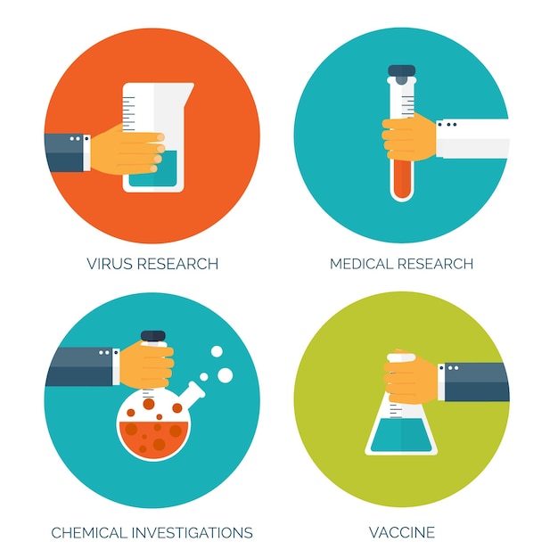 Ilustración vectorial plano de antecedentes médicos primeros auxilios diagnóstico terapia de investigación médica global
