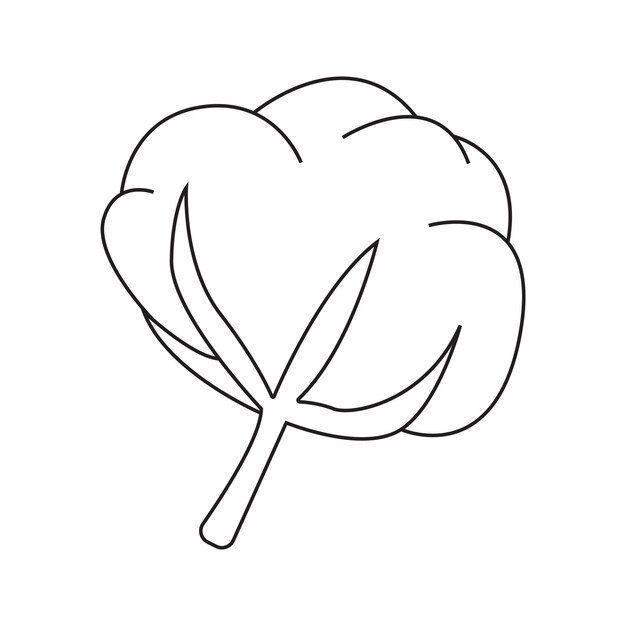 Ilustración vectorial de la planta de algodón aislada sobre fondo blanco