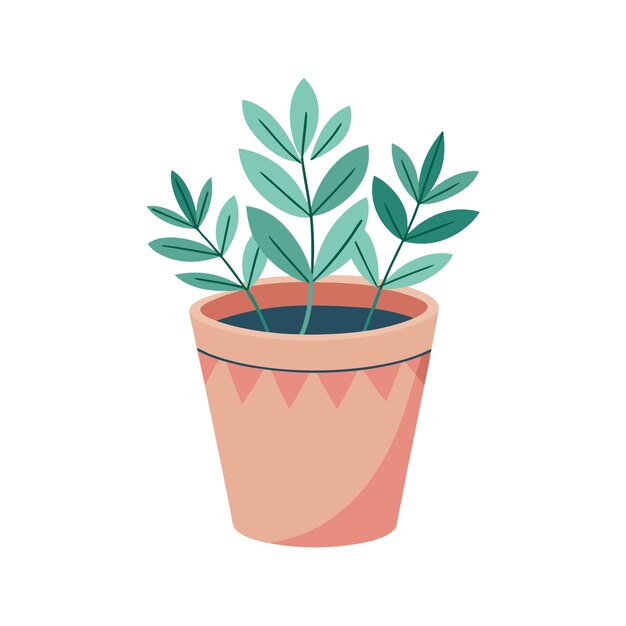 Ilustración vectorial de las plantas de interior en maceta