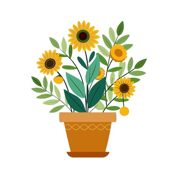 Ilustración vectorial de las plantas de interior en maceta