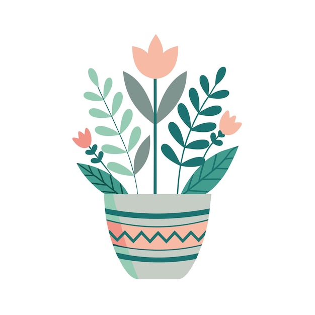 Ilustración vectorial de las plantas de interior en maceta