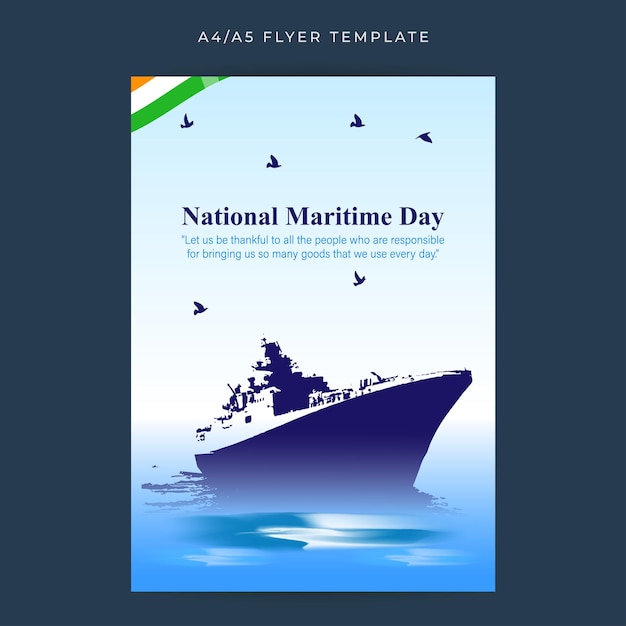 Ilustración vectorial de la plantilla A4 de los medios sociales del Día Nacional del Marítimo