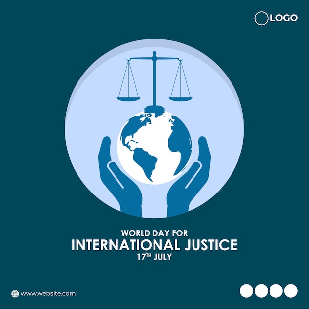 Ilustración vectorial de la plantilla de alimentación de historias de redes sociales del Día Mundial de la Justicia Internacional