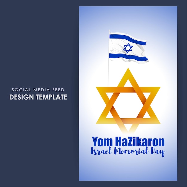 Ilustración vectorial de la plantilla de alimentación de las redes sociales del Día conmemorativo de Israel