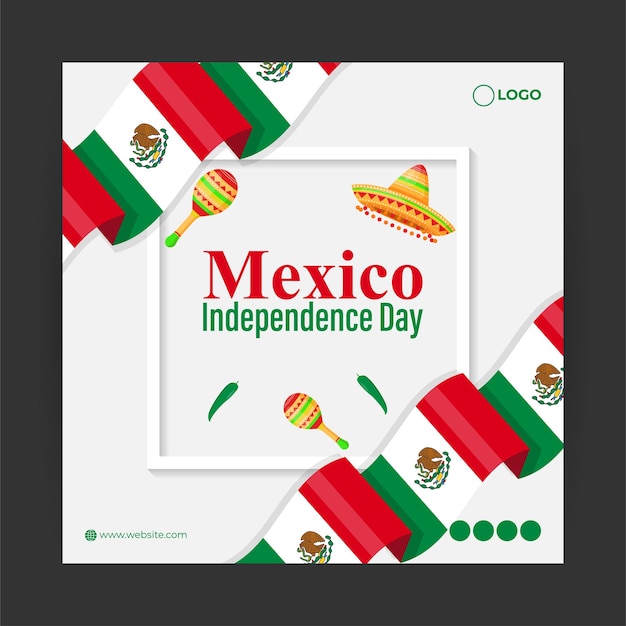 Vector ilustración vectorial de la plantilla de alimentación de redes sociales del día de la independencia de méxico