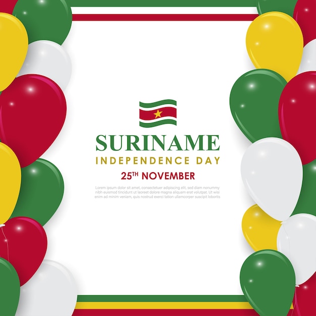 Ilustración vectorial de la plantilla de alimentación de redes sociales del Día de la Independencia de Surinam