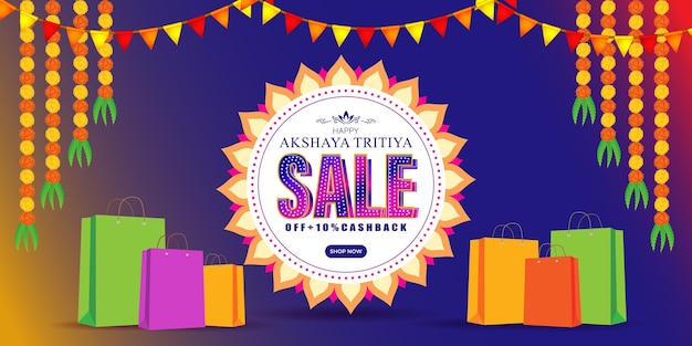 Ilustración vectorial de la plantilla de alimentación de las redes sociales de happy akshaya tritiya sale