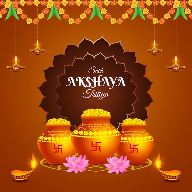 Ilustración vectorial de la plantilla de alimentación de las redes sociales de Happy Akshaya Tritiya