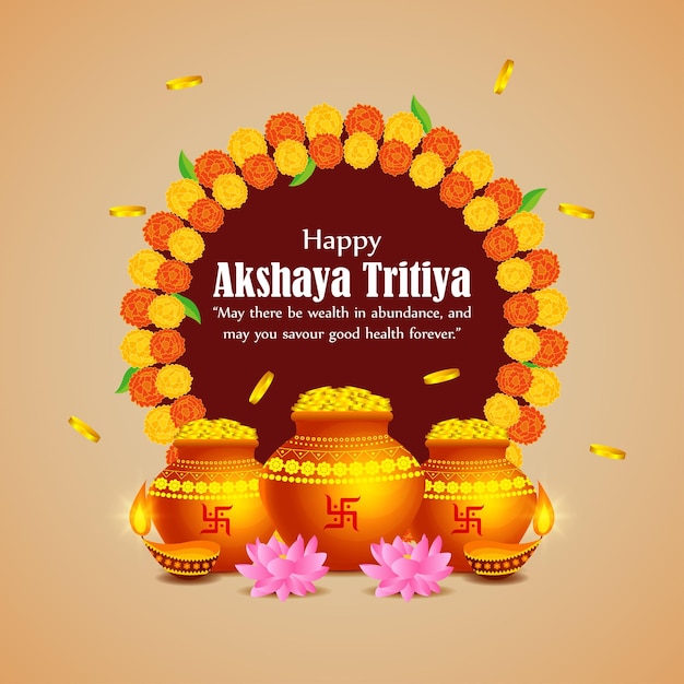 Ilustración vectorial de la plantilla de alimentación de las redes sociales de Happy Akshaya Tritiya