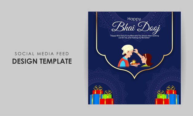 Vector ilustración vectorial de la plantilla de alimentación de las redes sociales de happy bhai dooj