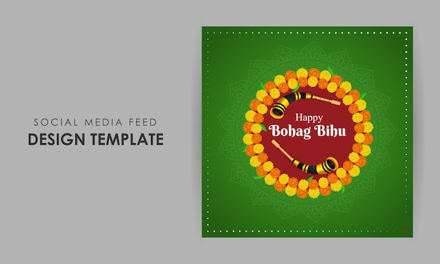 Vector ilustración vectorial de la plantilla de alimentación de las redes sociales de happy bohag bihu