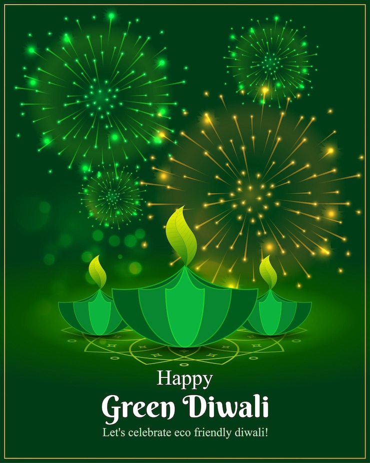 Vector ilustración vectorial de la plantilla de alimentación de las redes sociales de happy green diwali