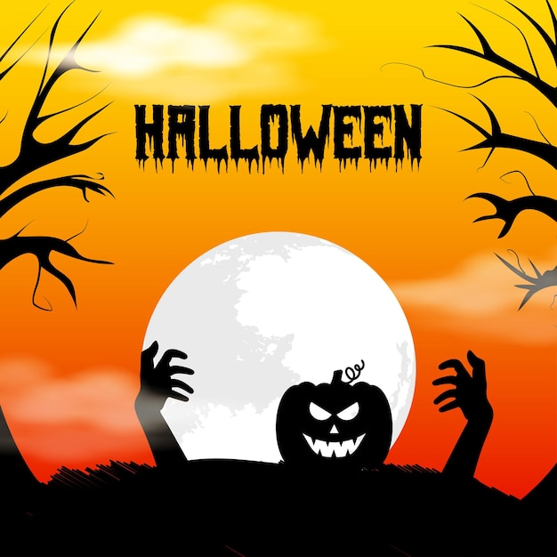 Ilustración vectorial de la plantilla de alimentación de las redes sociales de Happy Halloween