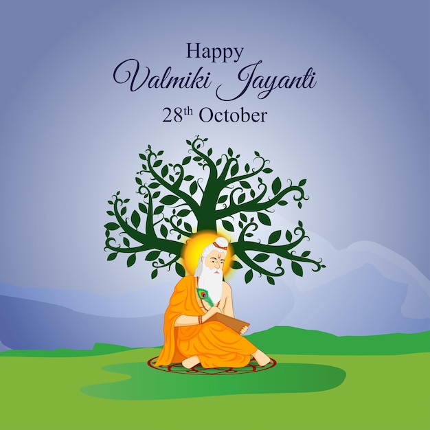 Ilustración vectorial de la plantilla de alimentación de redes sociales Happy Valmiki Jayanti