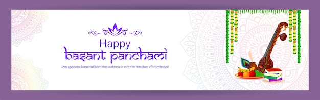 Ilustración vectorial de la plantilla de alimentación de las redes sociales de Happy Vasant Panchami