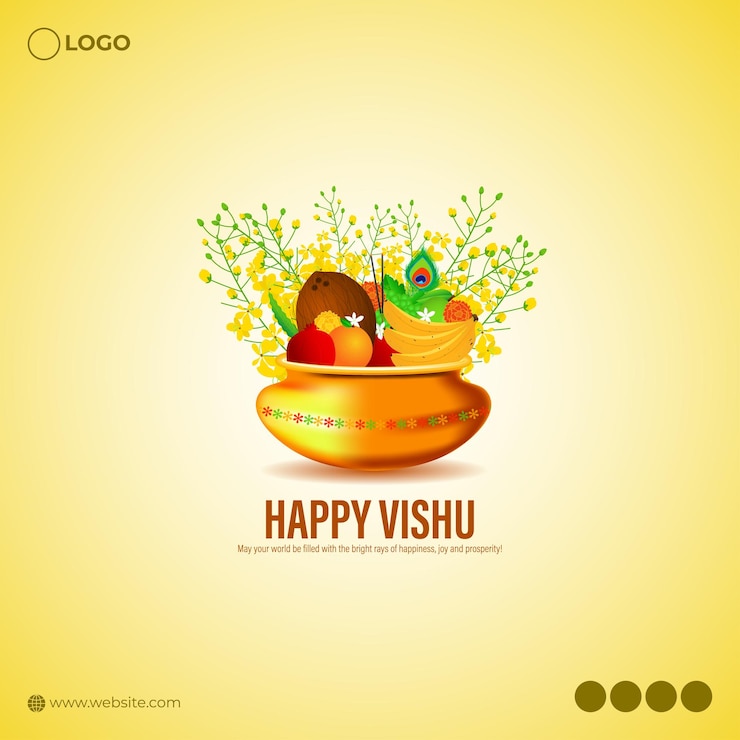 Vector ilustración vectorial de la plantilla de alimentación de las redes sociales de happy vishu