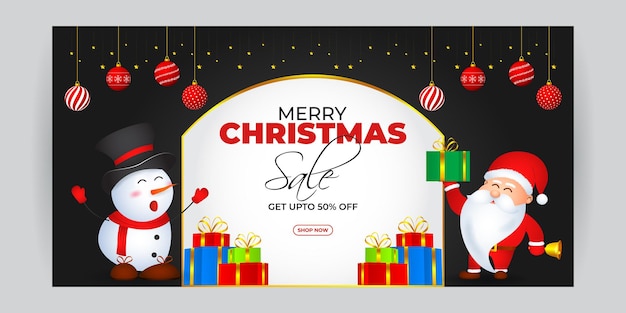 Ilustración vectorial de la plantilla de alimentación de las redes sociales de la venta de Feliz Navidad