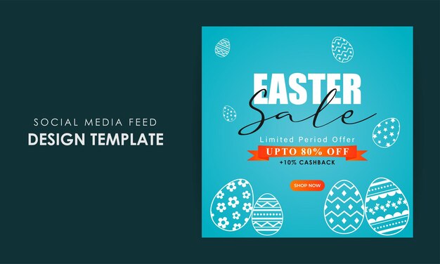 Ilustración vectorial de la plantilla de alimentación de las redes sociales de la venta de Feliz Pascua