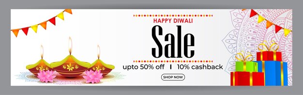 Ilustración vectorial de la plantilla de banner Happy Diwali Sale