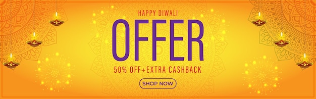 Ilustración vectorial de la plantilla de banner Happy Diwali Sale