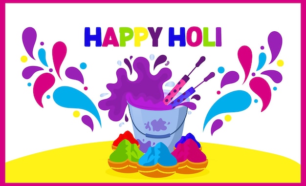 Ilustración vectorial de la plantilla de banner de publicación editable de Happy Holi