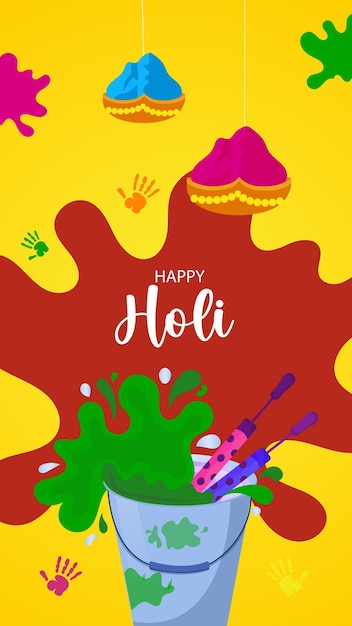 Ilustración vectorial de la plantilla de banner de publicación editable de happy holi