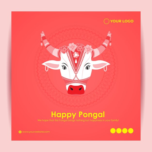 Ilustración vectorial de la plantilla de banner de saludo del festival Happy Pongal