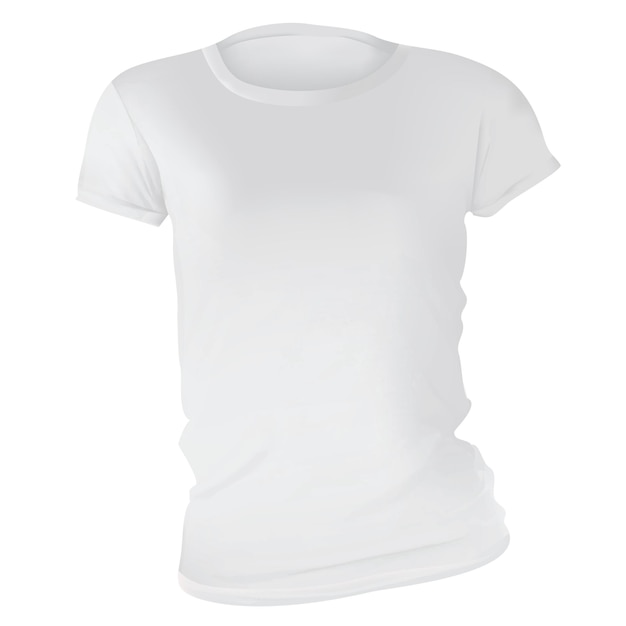 Vector ilustración vectorial de la plantilla de camiseta blanca en blanco mujeres vista frontal diseño de malla de gradiente realista