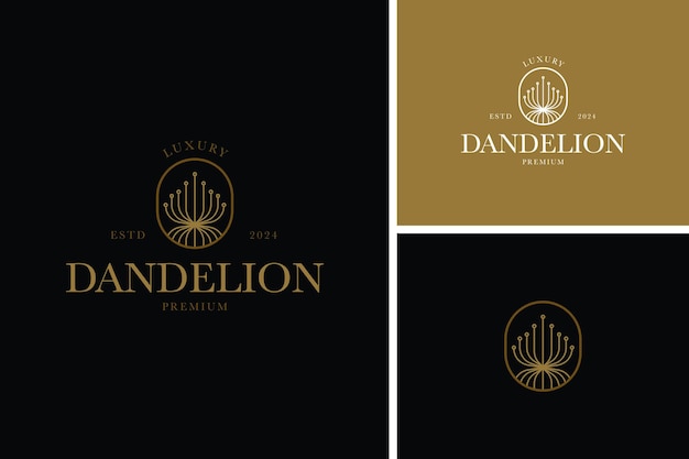 Ilustración vectorial de la plantilla de diente de león para el diseño del logotipo