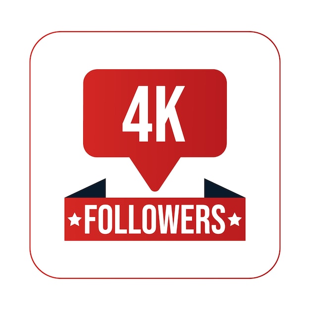 Ilustración vectorial de la plantilla de diseño de 4K Followers