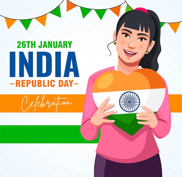 Ilustración vectorial de la plantilla de diseño de banner del Día Feliz de la República India del 26 de enero