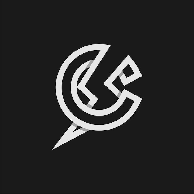 Ilustración vectorial de la plantilla de diseño del cerrojo del tuner eléctrico del logotipo de la letra C