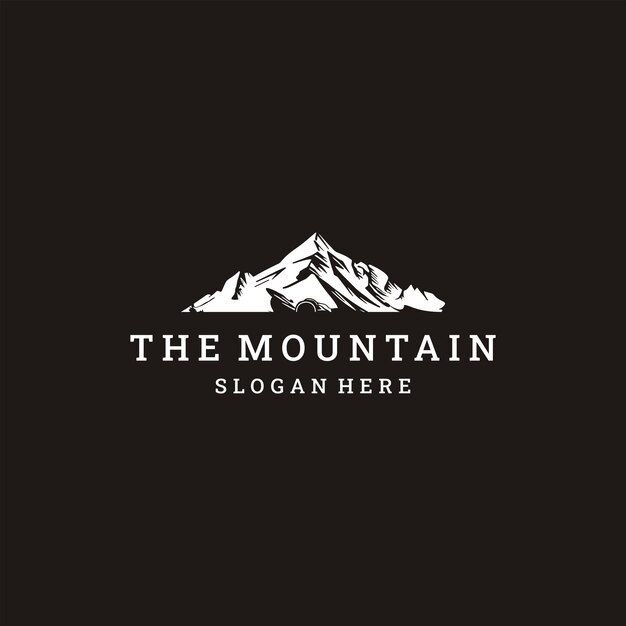 Ilustración vectorial de la plantilla de diseño del icono del estilo del logotipo de la montaña